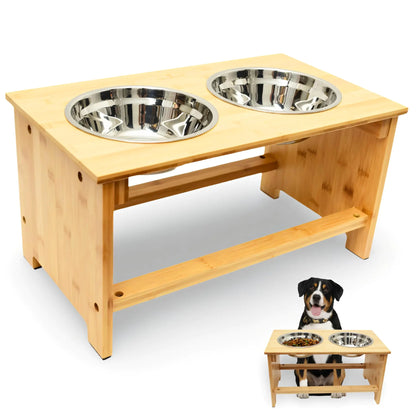 Bamboo Raised Dog Bowl Stand